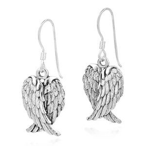 925 Silver Plated Angel Wing Earrings